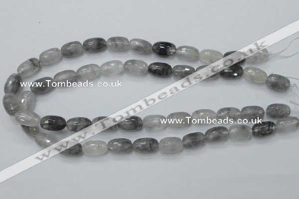 CCQ99 15.5 inches 10*16mm faceted egg-shaped cloudy quartz beads