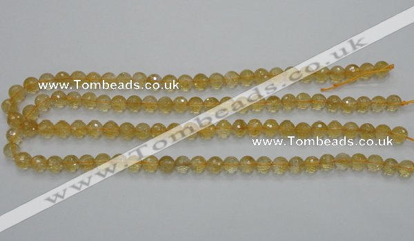 CCR04 15.5 inches 8mm faceted round natural citrine gemstone beads