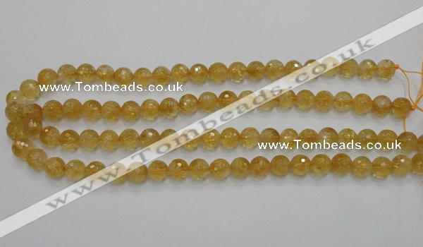 CCR05 15.5 inches 10mm faceted round natural citrine gemstone beads