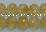 CCR06 15.5 inches 14mm faceted round natural citrine gemstone beads