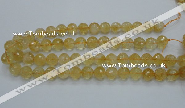 CCR06 15.5 inches 14mm faceted round natural citrine gemstone beads