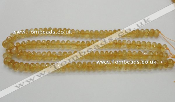 CCR09 15.5 inches 6*10mm faceted rondelle natural citrine gemstone beads