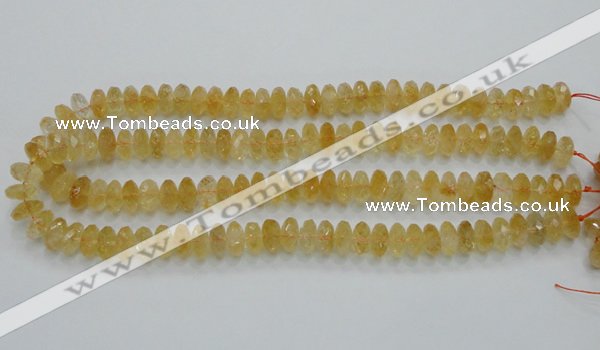 CCR10 15.5 inches 6*12mm faceted rondelle natural citrine gemstone beads