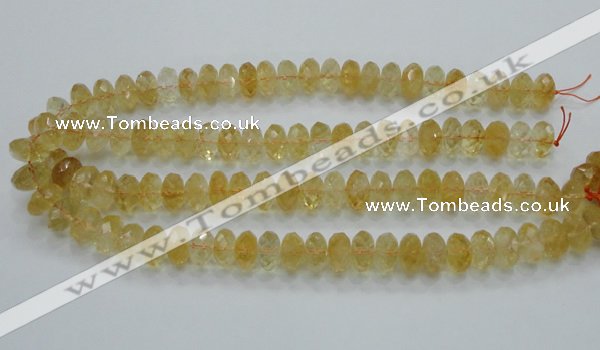 CCR11 15.5 inches 8*14mm faceted rondelle natural citrine gemstone beads