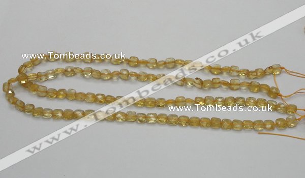 CCR12 15.5 inches 7*7mm faceted square natural citrine gemstone beads