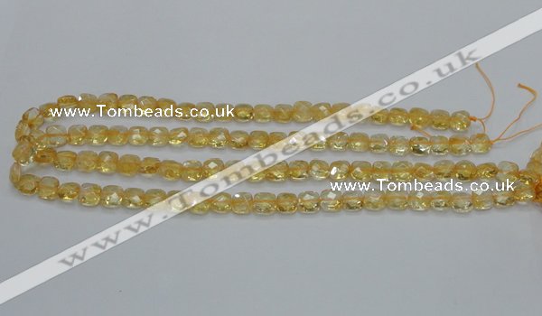 CCR14 15.5 inches 8*8mm faceted square natural citrine gemstone beads