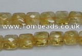 CCR15 15.5 inches 10*10mm faceted square natural citrine gemstone beads