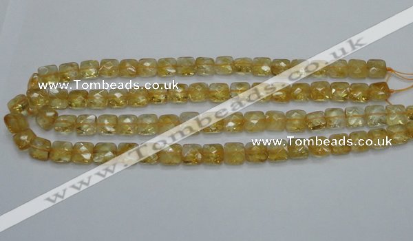 CCR15 15.5 inches 10*10mm faceted square natural citrine gemstone beads