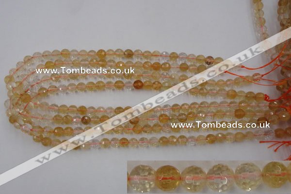 CCR152 15.5 inches 7mm faceted round natural citrine gemstone beads