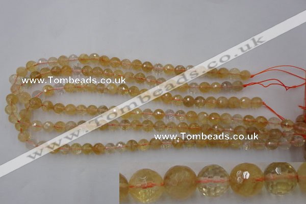 CCR153 15.5 inches 8mm faceted round natural citrine gemstone beads