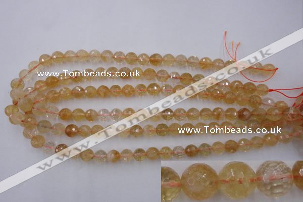 CCR154 15.5 inches 9mm faceted round natural citrine gemstone beads