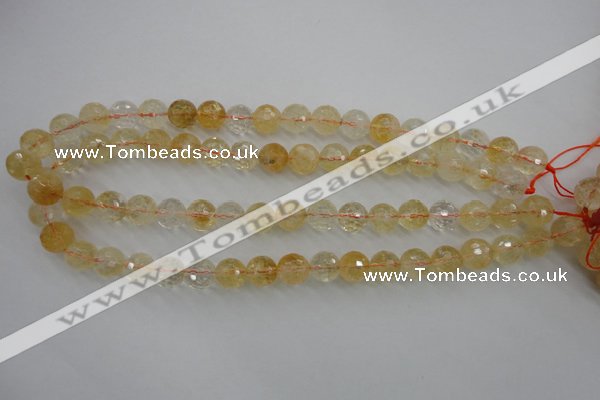 CCR156 15.5 inches 11mm faceted round natural citrine beads