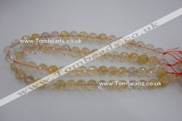 CCR157 15.5 inches 12mm faceted round natural citrine beads