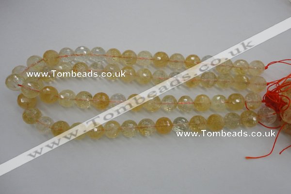 CCR158 15.5 inches 13mm faceted round natural citrine beads