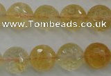 CCR159 15.5 inches 14mm faceted round natural citrine beads