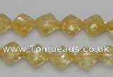 CCR16 15.5 inches 10*10mm faceted diamond natural citrine gemstone beads