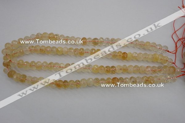 CCR162 15.5 inches 7*10mm faceted rondelle natural citrine beads