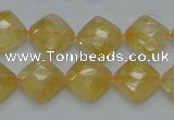 CCR17 15.5 inches 12*12mm faceted diamond natural citrine gemstone beads