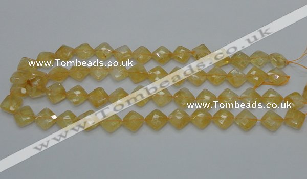 CCR17 15.5 inches 12*12mm faceted diamond natural citrine gemstone beads