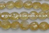 CCR18 15.5 inches 10mm faceted flat round natural citrine gemstone beads