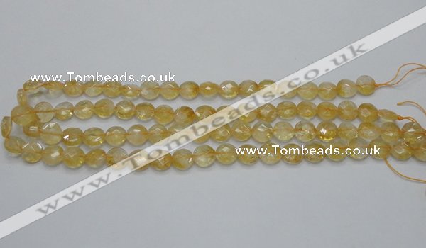 CCR18 15.5 inches 10mm faceted flat round natural citrine gemstone beads