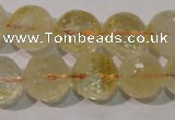 CCR205 15.5 inches 14mm faceted round natural citrine gemstone beads