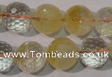 CCR206 15.5 inches 15mm faceted round natural citrine gemstone beads