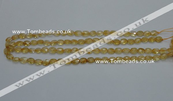 CCR21 15.5 inches 6*7mm faceted oval natural citrine gemstone beads