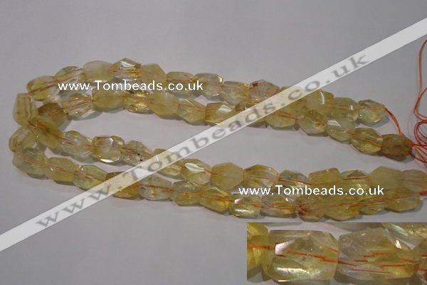 CCR214 15.5 inches 12*14mm faceted nuggets natural citrine beads