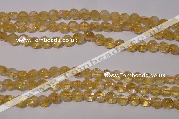 CCR230 15.5 inches 8mm flat round natural citrine gemstone beads