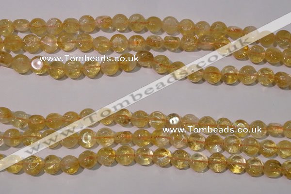 CCR231 15.5 inches 10mm flat round natural citrine gemstone beads