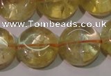 CCR233 15.5 inches 14mm flat round natural citrine gemstone beads