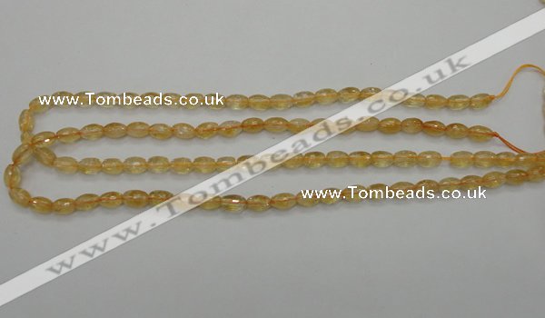 CCR32 15.5 inches 6*8mm faceted rice natural citrine gemstone beads