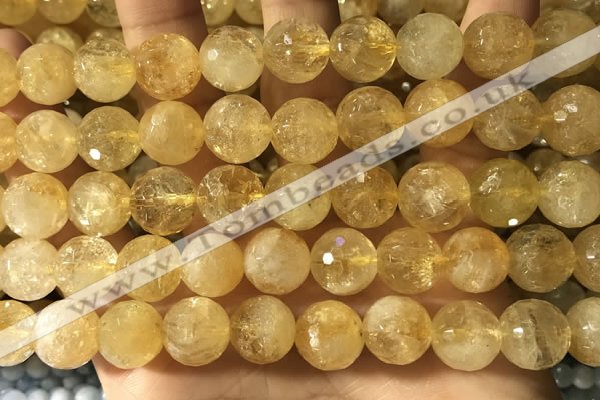 CCR358 15.5 inches 12mm faceted round citrine beads