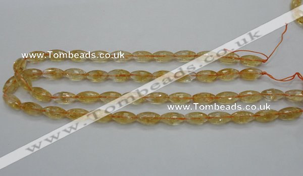 CCR36 15.5 inches 8*16mm faceted rice natural citrine gemstone beads