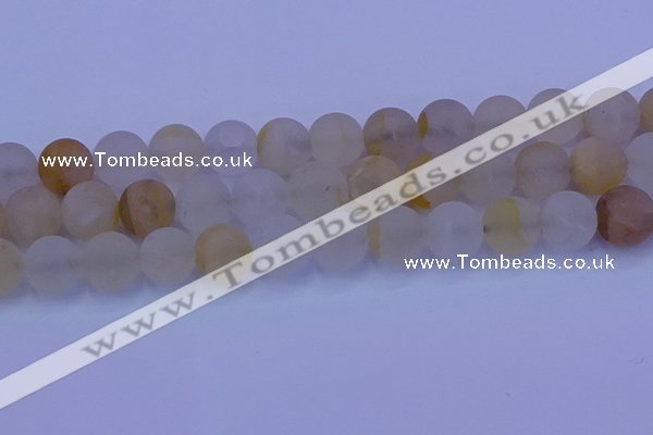 CCR375 15.5 inches 14mm round matte citrine beads wholesale