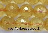 CCR386 15 inches 8mm faceted round citrine beads wholesale