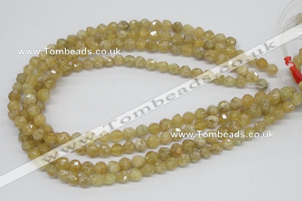 CCR83 15.5 inches 8mm faceted round citrine gemstone beads wholesale