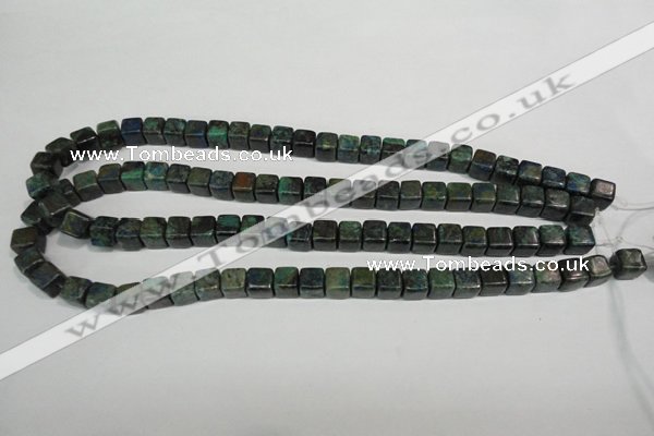 CCS154 15.5 inches 8*8mm cube dyed chrysocolla gemstone beads