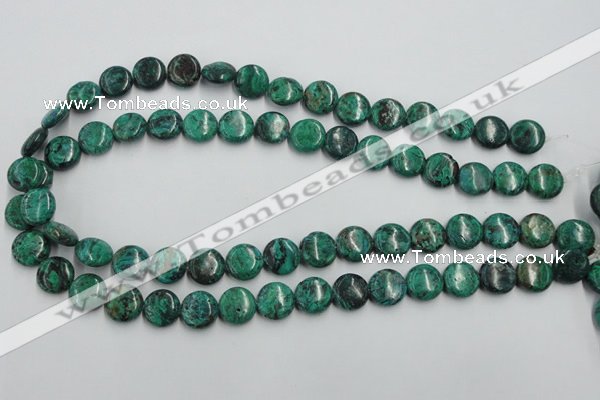 CCS212 15.5 inches 12mm flat round natural Chinese chrysocolla beads