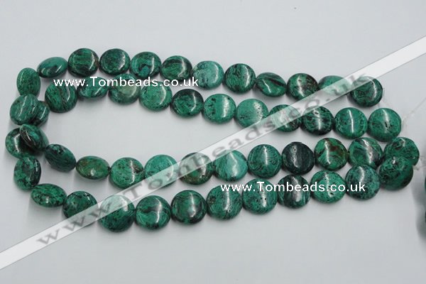 CCS214 15.5 inches 16mm flat round natural Chinese chrysocolla beads