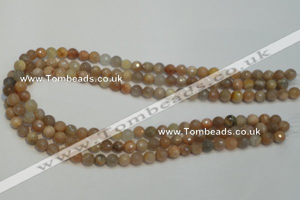 CCS311 15.5 inches 8mm faceted round natural sunstone beads