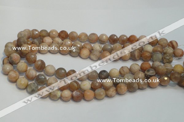 CCS313 15.5 inches 12mm faceted round natural sunstone beads