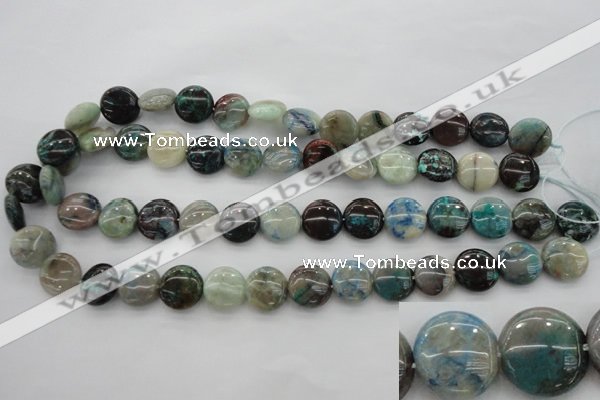 CCS39 15.5 inches 14mm flat round natural chrysocolla gemstone beads