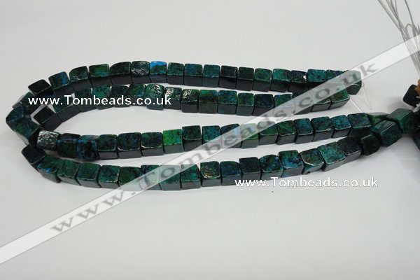 CCS420 15.5 inches 10*10mm cube dyed chrysocolla gemstone beads