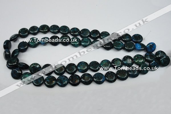 CCS434 15.5 inches 14mm flat round dyed chrysocolla gemstone beads