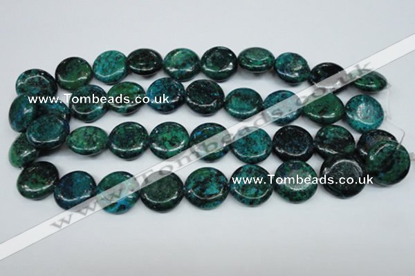 CCS437 15.5 inches 20mm flat round dyed chrysocolla gemstone beads