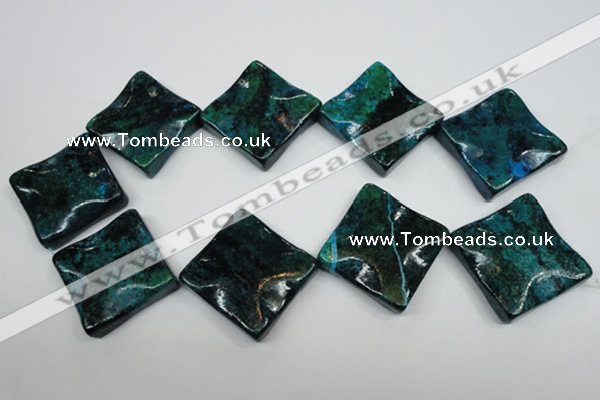 CCS488 15.5 inches 32*32mm wavy diamond dyed chrysocolla gemstone beads