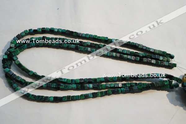 CCS610 15.5 inches 4*4mm cube dyed chrysocolla gemstone beads