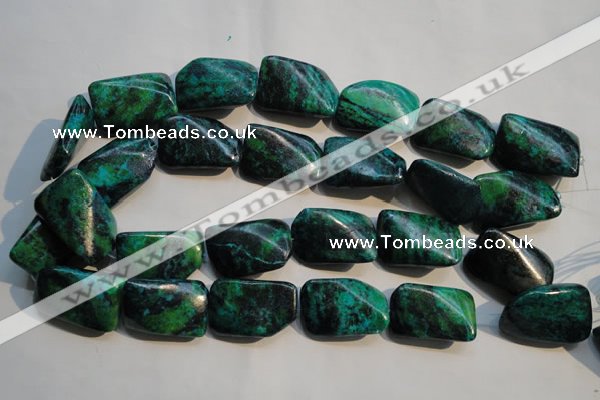 CCS706 15.5 inches 20*30mm twisted rectangle dyed chrysocolla beads